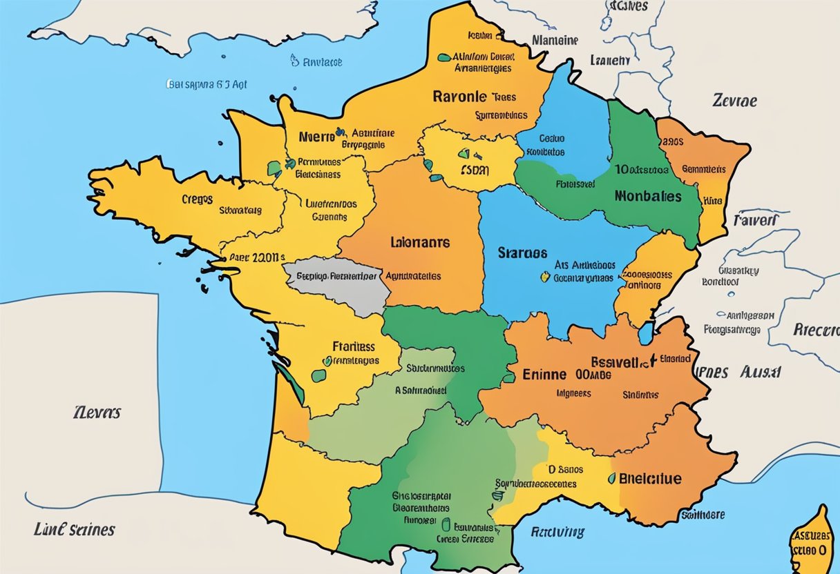 Une carte de la France montrant les régions avec des nuances variées pour représenter les niveaux de criminalité aérienne et de cambriolages en 2024 et 2025.